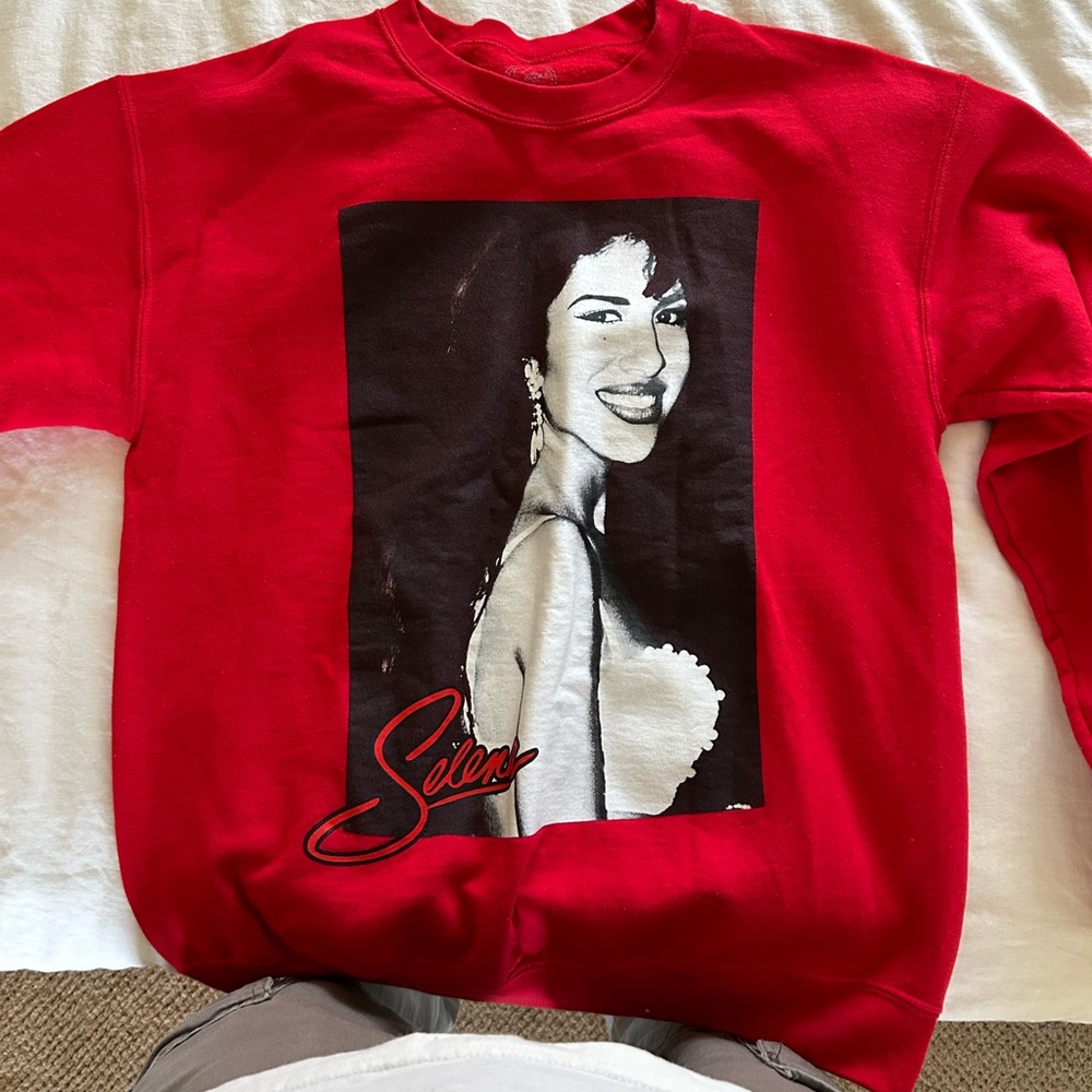 Red Graphic “Selena” Sweater